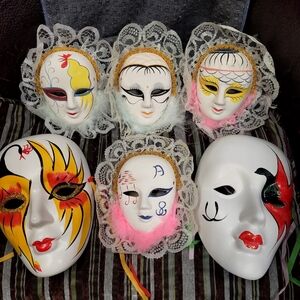Antique early 90's  porcelain masks